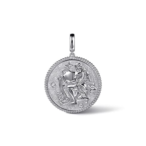 925 Sterling Silver White Sapphire Bujukan Aquarius Medallion Pendant - PT7592SVJWS-Gabriel & Co.-Renee Taylor Gallery