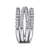 925 Sterling Silver White Sapphire Bujukan Criss Cross Ladies Ring - LR52537SVJWS-Gabriel & Co.-Renee Taylor Gallery