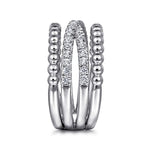 925 Sterling Silver White Sapphire Bujukan Criss Cross Ladies Ring - LR52537SVJWS-Gabriel & Co.-Renee Taylor Gallery