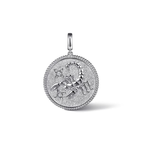 925 Sterling Silver White Sapphire Bujukan Scorpio Medallion Pendant - PT7588SVJWS-Gabriel & Co.-Renee Taylor Gallery