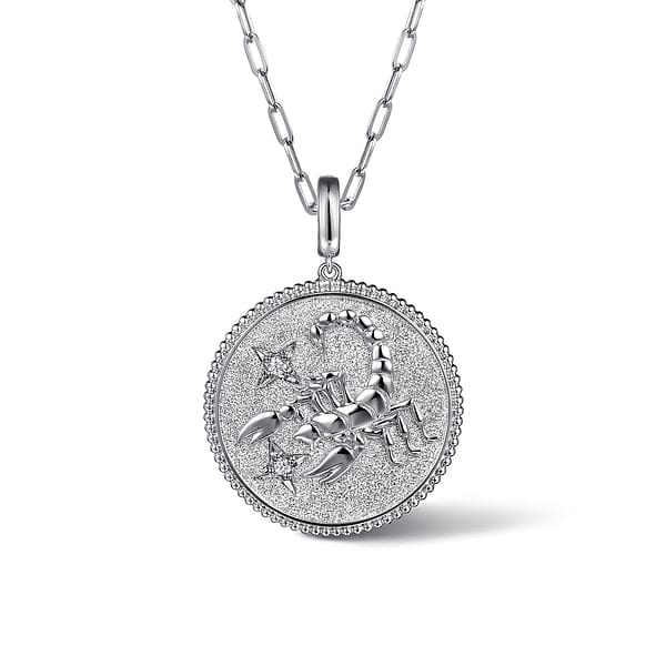 925 Sterling Silver White Sapphire Bujukan Scorpio Medallion Pendant - PT7588SVJWS-Gabriel & Co.-Renee Taylor Gallery