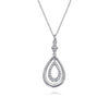 925 Sterling Silver Octagon White Sapphire Bujukan Drop Pendant Necklace - NK7495SVJWS-Gabriel & Co.-Renee Taylor Gallery