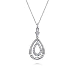 925 Sterling Silver Octagon White Sapphire Bujukan Drop Pendant Necklace - NK7495SVJWS-Gabriel & Co.-Renee Taylor Gallery
