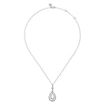 925 Sterling Silver Octagon White Sapphire Bujukan Drop Pendant Necklace - NK7495SVJWS-Gabriel & Co.-Renee Taylor Gallery
