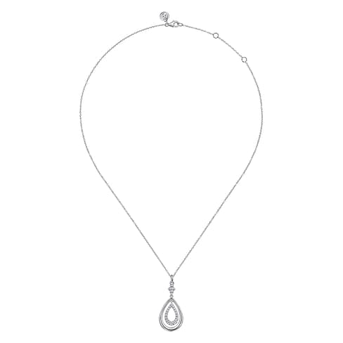 925 Sterling Silver Octagon White Sapphire Bujukan Drop Pendant Necklace - NK7495SVJWS-Gabriel & Co.-Renee Taylor Gallery