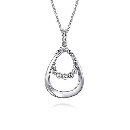 925 Sterling Silver White Sapphire Bujukan Pendant Drop Necklace - NK7599SVJWS-Gabriel & Co.-Renee Taylor Gallery