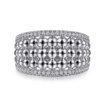 925 Sterling Silver White Sapphire Bujukan Wide Band Ring - LR51897SVJWS-Gabriel & Co.-Renee Taylor Gallery