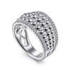 925 Sterling Silver White Sapphire Bujukan Wide Band Ring - LR51897SVJWS-Gabriel & Co.-Renee Taylor Gallery