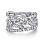 925 Sterling Silver White Sapphire Hampton Twisted Ladies Ring - LR52529SVJWS-Gabriel & Co.-Renee Taylor Gallery
