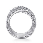 925 Sterling Silver White Sapphire Hampton Twisted Ladies Ring - LR52529SVJWS-Gabriel & Co.-Renee Taylor Gallery