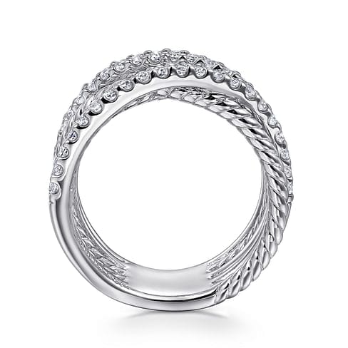 925 Sterling Silver White Sapphire Hampton Twisted Ladies Ring - LR52529SVJWS-Gabriel & Co.-Renee Taylor Gallery