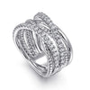 925 Sterling Silver White Sapphire Hampton Twisted Ladies Ring - LR52529SVJWS-Gabriel & Co.-Renee Taylor Gallery