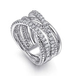 925 Sterling Silver White Sapphire Hampton Twisted Ladies Ring - LR52529SVJWS-Gabriel & Co.-Renee Taylor Gallery