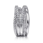 925 Sterling Silver White Sapphire Hampton Twisted Ladies Ring - LR52529SVJWS-Gabriel & Co.-Renee Taylor Gallery