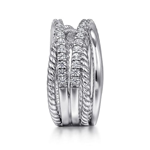 925 Sterling Silver White Sapphire Hampton Twisted Ladies Ring - LR52529SVJWS-Gabriel & Co.-Renee Taylor Gallery