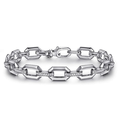 925 Sterling Silver White Sapphire Link Chain Tennis Bracelet - TB4887-75SVJWS-Gabriel & Co.-Renee Taylor Gallery