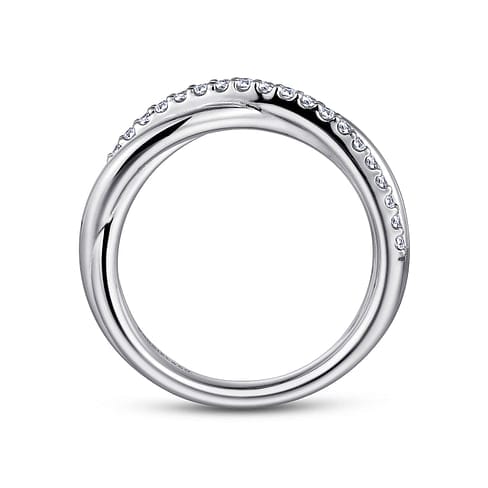 925 Sterling Silver White Sapphire Pavé Criss Cross Ring - LR51410SVJWS-Gabriel & Co.-Renee Taylor Gallery