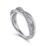 925 Sterling Silver White Sapphire Pavé Criss Cross Ring - LR51410SVJWS-Gabriel & Co.-Renee Taylor Gallery