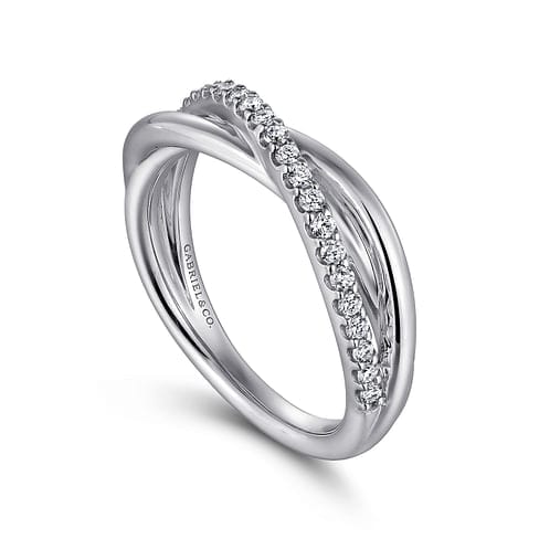 925 Sterling Silver White Sapphire Pavé Criss Cross Ring - LR51410SVJWS-Gabriel & Co.-Renee Taylor Gallery