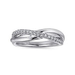 925 Sterling Silver White Sapphire Pavé Criss Cross Ring - LR51410SVJWS-Gabriel & Co.-Renee Taylor Gallery