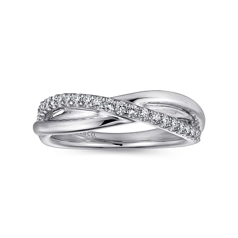 925 Sterling Silver White Sapphire Pavé Criss Cross Ring - LR51410SVJWS-Gabriel & Co.-Renee Taylor Gallery