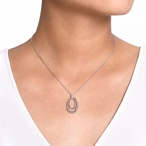 925 Sterling Silver White Sapphire Pendant Necklace - NK6545SVJWS-Gabriel & Co.-Renee Taylor Gallery