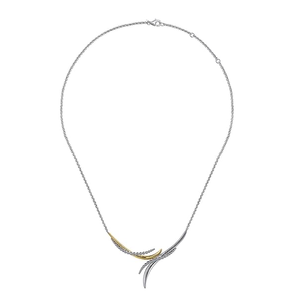 925 Sterling Silver and 14K Yellow Gold Bujukan Bypass Necklace - NK7776MZJJJ-Gabriel & Co.-Renee Taylor Gallery