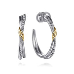 925 Sterling Silver and 14K Yellow Gold Bujukan Criss Cross J Hoop Earrings - EG15297MZJJJ-Gabriel & Co.-Renee Taylor Gallery