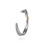 925 Sterling Silver and 14K Yellow Gold Bujukan Criss Cross J Hoop Earrings - EG15297MZJJJ-Gabriel & Co.-Renee Taylor Gallery