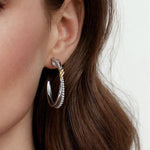 925 Sterling Silver and 14K Yellow Gold Bujukan Criss Cross J Hoop Earrings - EG15297MZJJJ-Gabriel & Co.-Renee Taylor Gallery