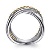 925 Sterling Silver and 14K Yellow Gold Bujukan Criss Cross Ring - LR52761MZJJJ-Gabriel & Co.-Renee Taylor Gallery