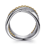 925 Sterling Silver and 14K Yellow Gold Bujukan Criss Cross Ring - LR52761MZJJJ-Gabriel & Co.-Renee Taylor Gallery