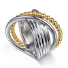 925 Sterling Silver and 14K Yellow Gold Bujukan Criss Cross Ring - LR52761MZJJJ-Gabriel & Co.-Renee Taylor Gallery