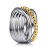 925 Sterling Silver and 14K Yellow Gold Bujukan Criss Cross Ring - LR52761MZJJJ-Gabriel & Co.-Renee Taylor Gallery