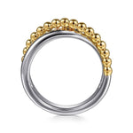 925 Sterling Silver and 14K Yellow Gold Bujukan Criss Cross Ring - LR52766MZJJJ-Gabriel & Co.-Renee Taylor Gallery