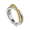 925 Sterling Silver and 14K Yellow Gold Bujukan Criss Cross Ring - LR52766MZJJJ-Gabriel & Co.-Renee Taylor Gallery