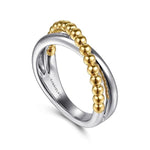 925 Sterling Silver and 14K Yellow Gold Bujukan Criss Cross Ring - LR52766MZJJJ-Gabriel & Co.-Renee Taylor Gallery