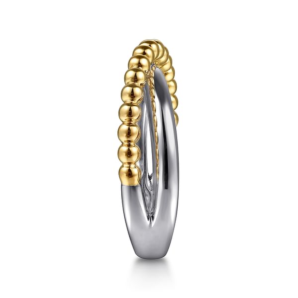 925 Sterling Silver and 14K Yellow Gold Bujukan Criss Cross Ring - LR52766MZJJJ-Gabriel & Co.-Renee Taylor Gallery