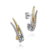 925 Sterling Silver and 14K Yellow Gold Bujukan Criss Cross Spiked J Hoop Earrings - EG15290MZJJJ-Gabriel & Co.-Renee Taylor Gallery