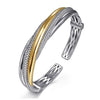 925 Sterling Silver and 14K Yellow Gold Bujukan Twisted Wire Bangle Bracelet - BG5044-62MZJJJ-Gabriel & Co.-Renee Taylor Gallery