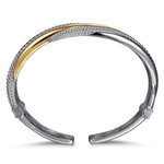 925 Sterling Silver and 14K Yellow Gold Bujukan Twisted Wire Bangle Bracelet - BG5044-62MZJJJ-Gabriel & Co.-Renee Taylor Gallery