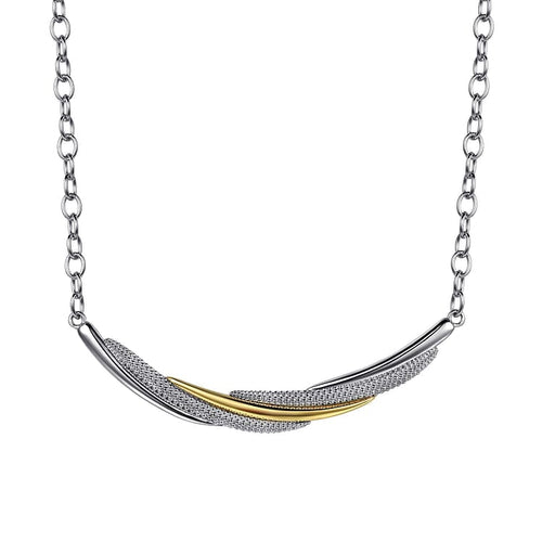 925 Sterling Silver and 14K Yellow Gold Bujukan Multiple Row Bar Necklace - NK7775MZJJJ-Gabriel & Co.-Renee Taylor Gallery