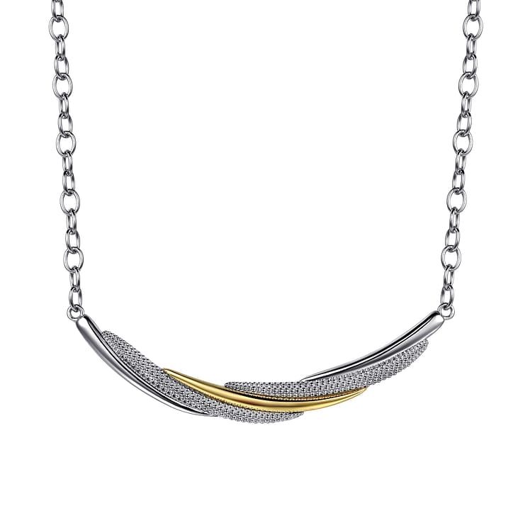 925 Sterling Silver and 14K Yellow Gold Bujukan Multiple Row Bar Necklace - NK7775MZJJJ-Gabriel & Co.-Renee Taylor Gallery