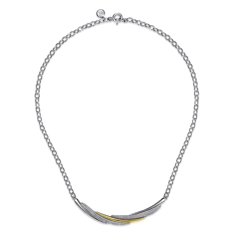 925 Sterling Silver and 14K Yellow Gold Bujukan Multiple Row Bar Necklace - NK7775MZJJJ-Gabriel & Co.-Renee Taylor Gallery