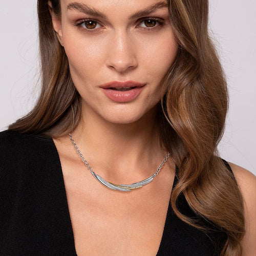 925 Sterling Silver and 14K Yellow Gold Bujukan Multiple Row Bar Necklace - NK7775MZJJJ-Gabriel & Co.-Renee Taylor Gallery