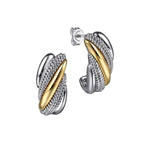 925 Sterling Silver and 14K Yellow Gold Bujukan Multiple Row J Hoop Earrings - EG15289MZJJJ-Gabriel & Co.-Renee Taylor Gallery