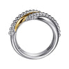 925 Sterling Silver and 14K Yellow Gold Bujukan Multiple Row Wide Band Ring - LR52757MZJJJ-Gabriel & Co.-Renee Taylor Gallery