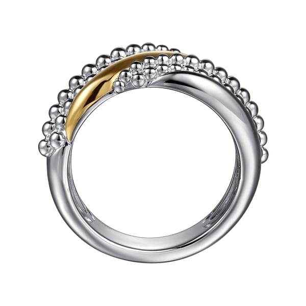 925 Sterling Silver and 14K Yellow Gold Bujukan Multiple Row Wide Band Ring - LR52757MZJJJ-Gabriel & Co.-Renee Taylor Gallery