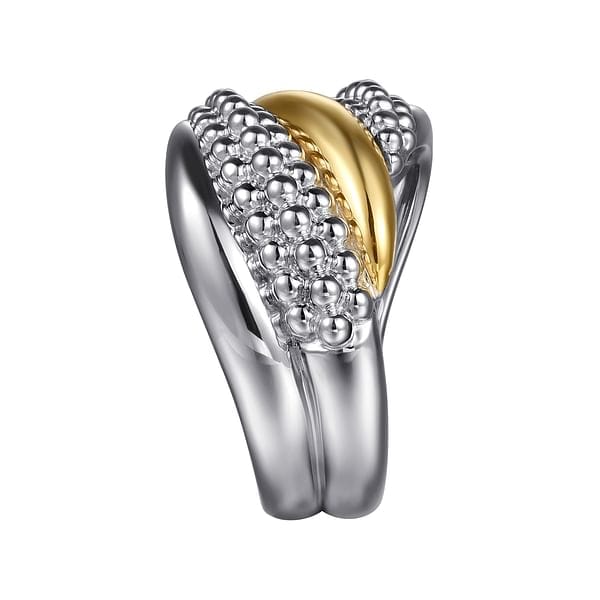 925 Sterling Silver and 14K Yellow Gold Bujukan Multiple Row Wide Band Ring - LR52757MZJJJ-Gabriel & Co.-Renee Taylor Gallery