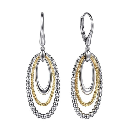 925 Sterling Silver and 14K Yellow Gold Bujukan Rope Drop Earrings - EG15305MZJJJ-Gabriel & Co.-Renee Taylor Gallery